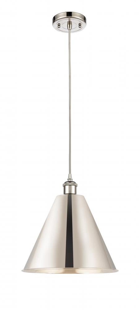 Berkshire - 1 Light - 12 inch - Polished Nickel - Cord hung - Mini Pendant