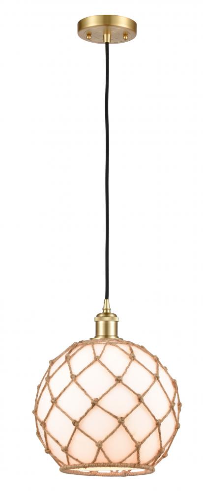 Farmhouse Rope - 1 Light - 10 inch - Satin Gold - Cord hung - Mini Pendant