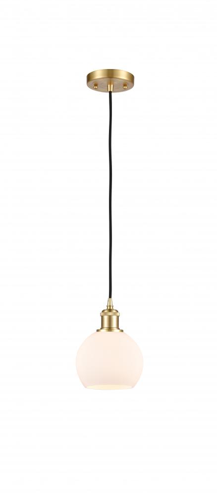 Athens - 1 Light - 6 inch - Satin Gold - Cord hung - Mini Pendant