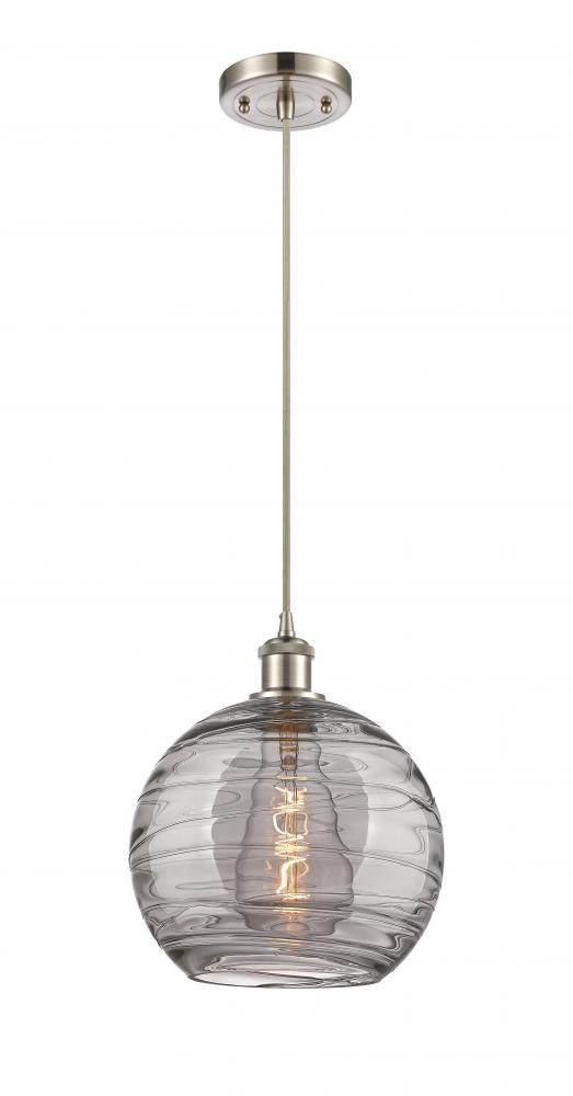 Athens Deco Swirl - 1 Light - 10 inch - Brushed Satin Nickel - Cord hung - Mini Pendant