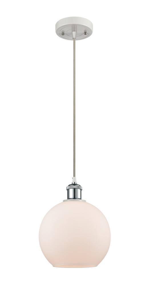 Athens - 1 Light - 8 inch - White Polished Chrome - Cord hung - Mini Pendant