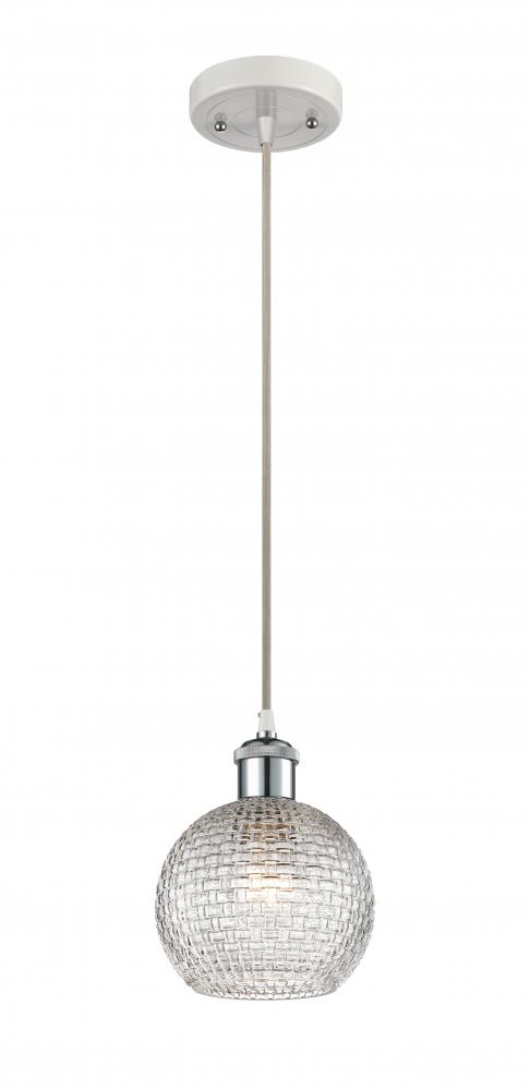 Athens - 1 Light - 6 inch - White Polished Chrome - Cord hung - Mini Pendant