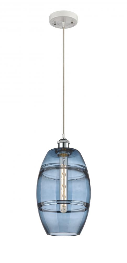 Vaz - 1 Light - 8 inch - White Polished Chrome - Cord hung - Mini Pendant