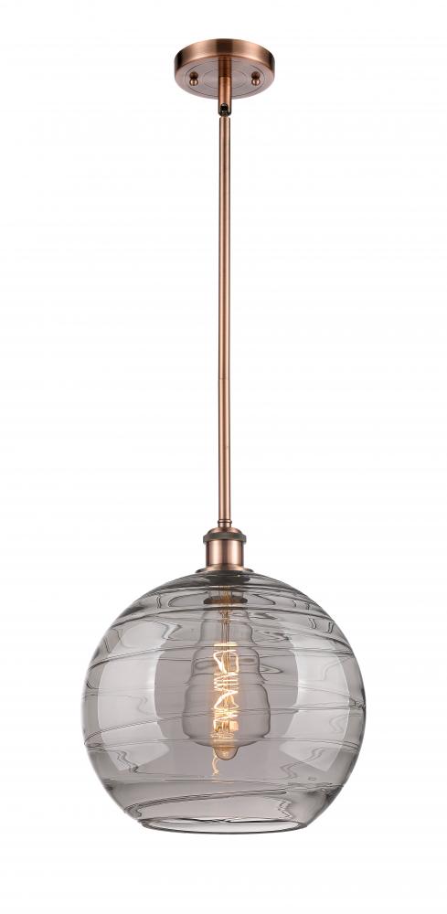 Athens Deco Swirl - 1 Light - 12 inch - Antique Copper - Mini Pendant