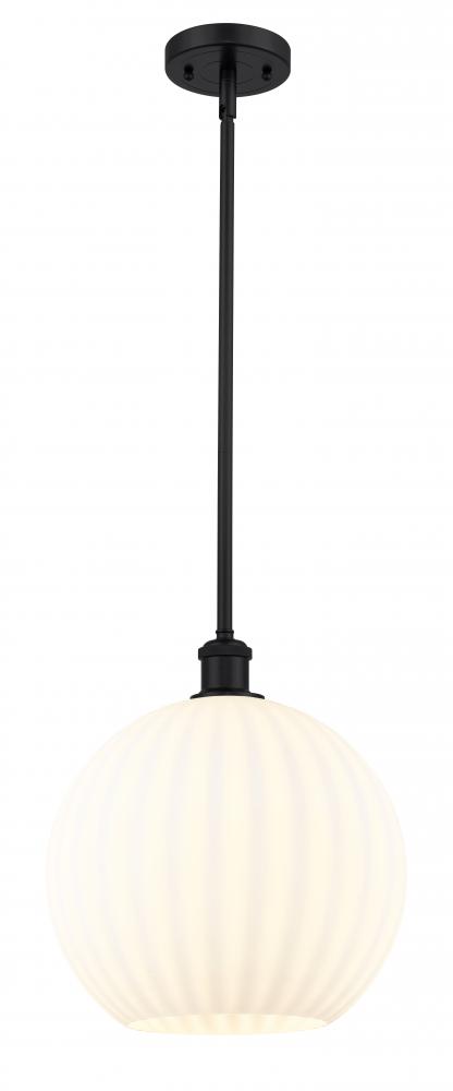 White Venetian - 1 Light - 12 inch - Matte Black - Mini Pendant