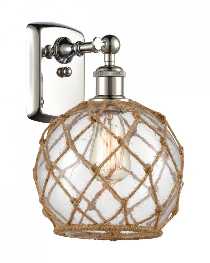 Farmhouse Rope - 1 Light - 8 inch - Polished Nickel - Sconce