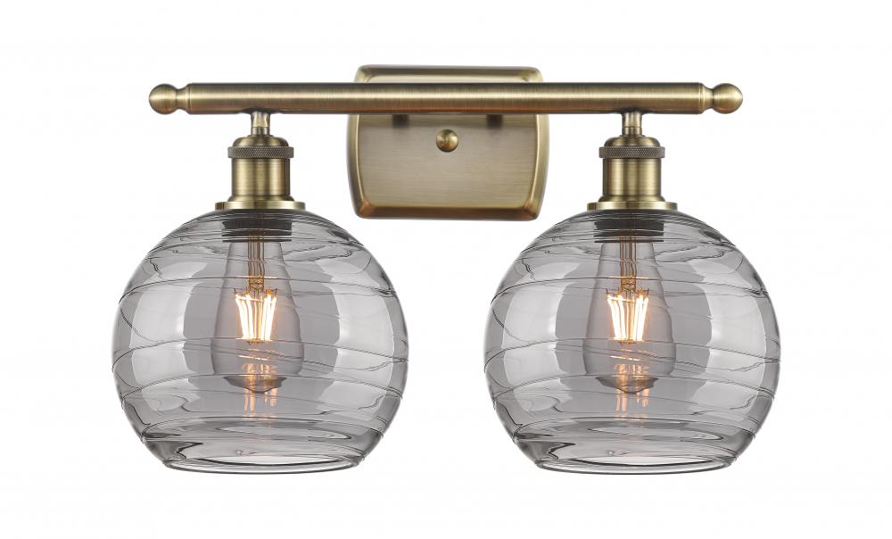 Athens Deco Swirl - 2 Light - 18 inch - Antique Brass - Bath Vanity Light