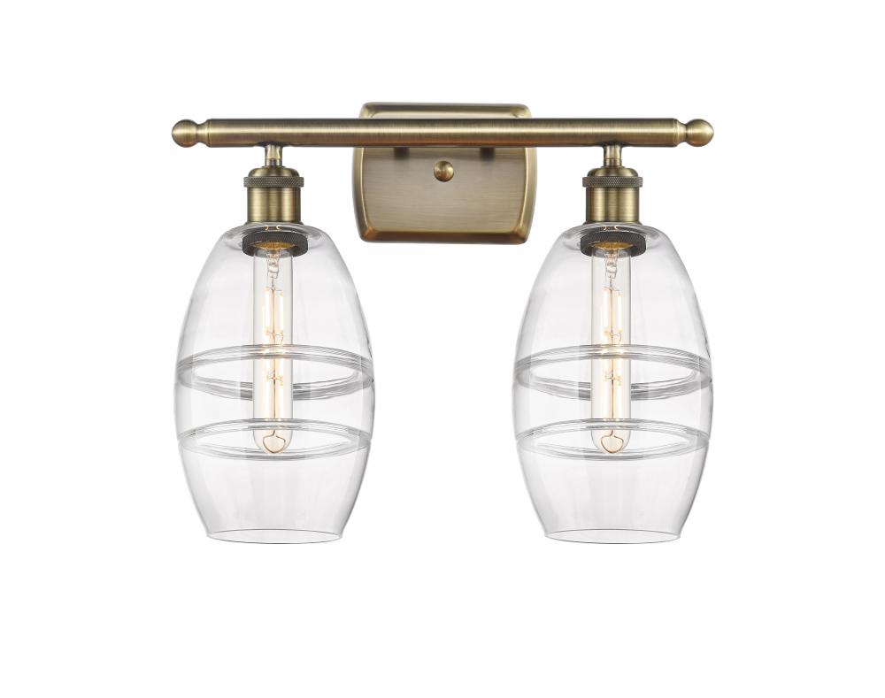 Vaz - 2 Light - 16 inch - Antique Brass - Bath Vanity Light