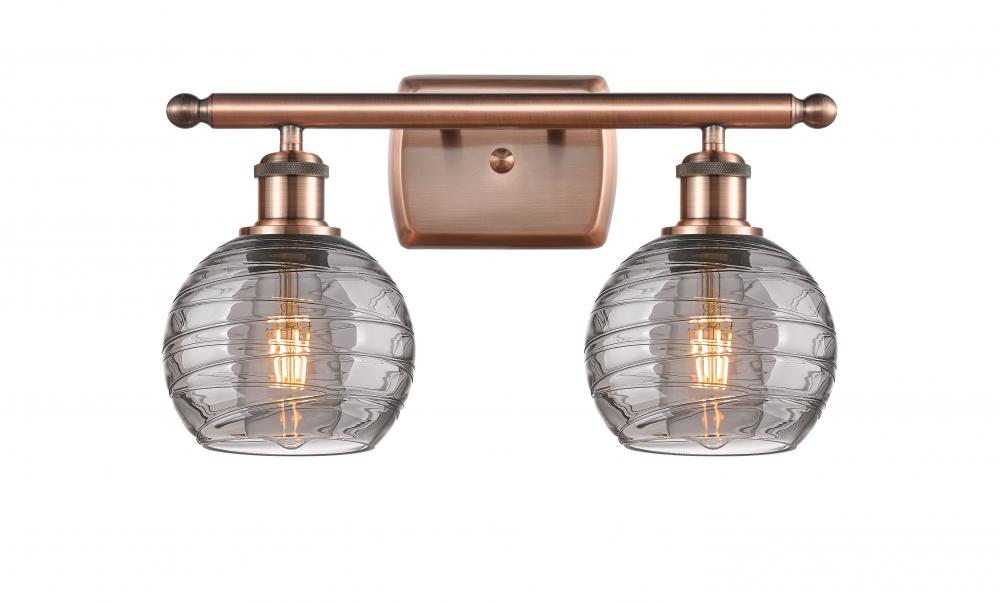 Athens Deco Swirl - 2 Light - 16 inch - Antique Copper - Bath Vanity Light