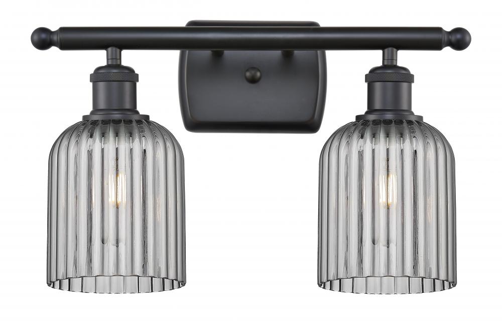 Bridal Veil - 2 Light - 15 inch - Matte Black - Bath Vanity Light