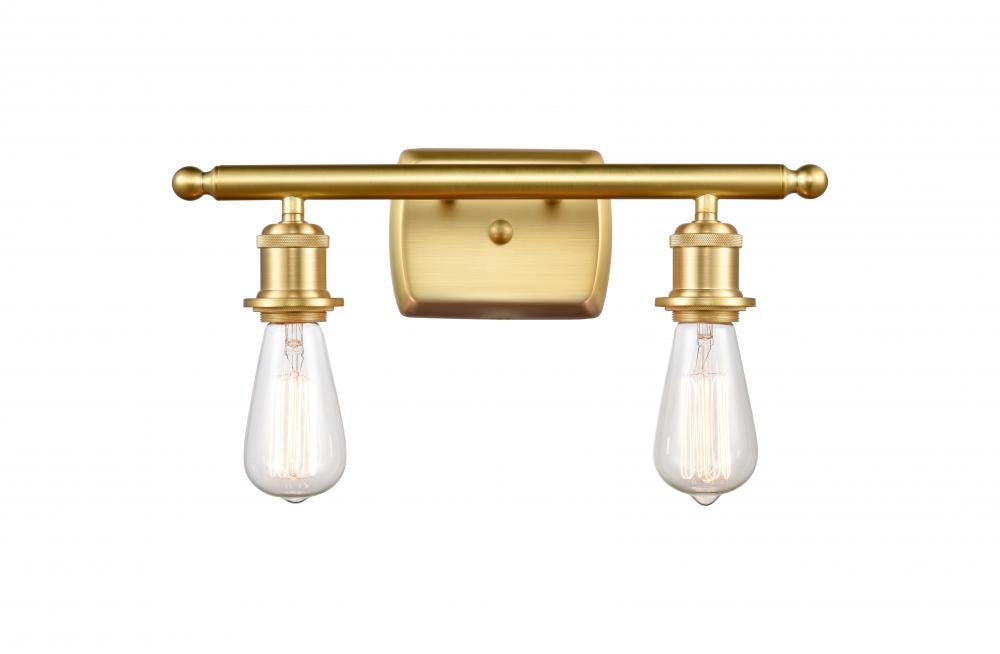 Bare Bulb - 2 Light - 16 inch - Satin Gold - Bath Vanity Light