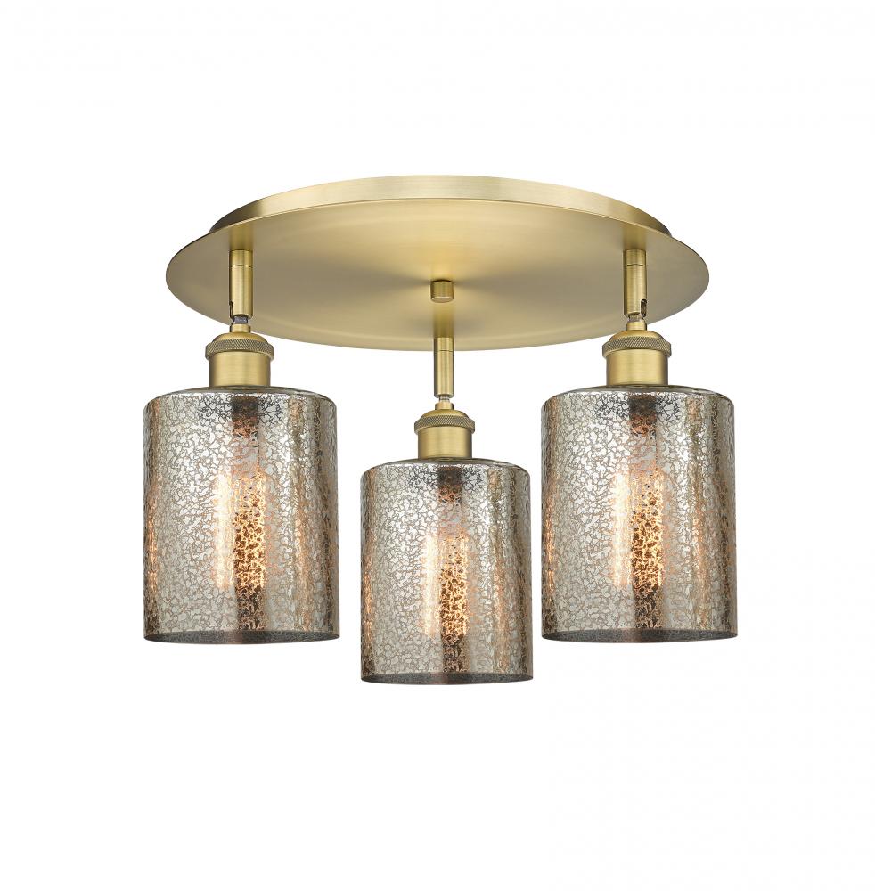 Cobbleskill - 3 Light - 17 inch - Brushed Brass - Flush Mount