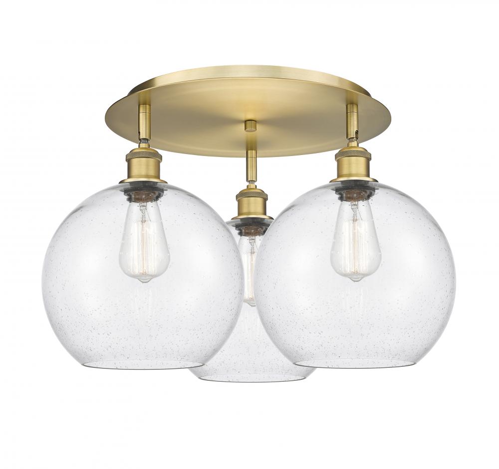 Athens - 3 Light - 22 inch - Brushed Brass - Flush Mount