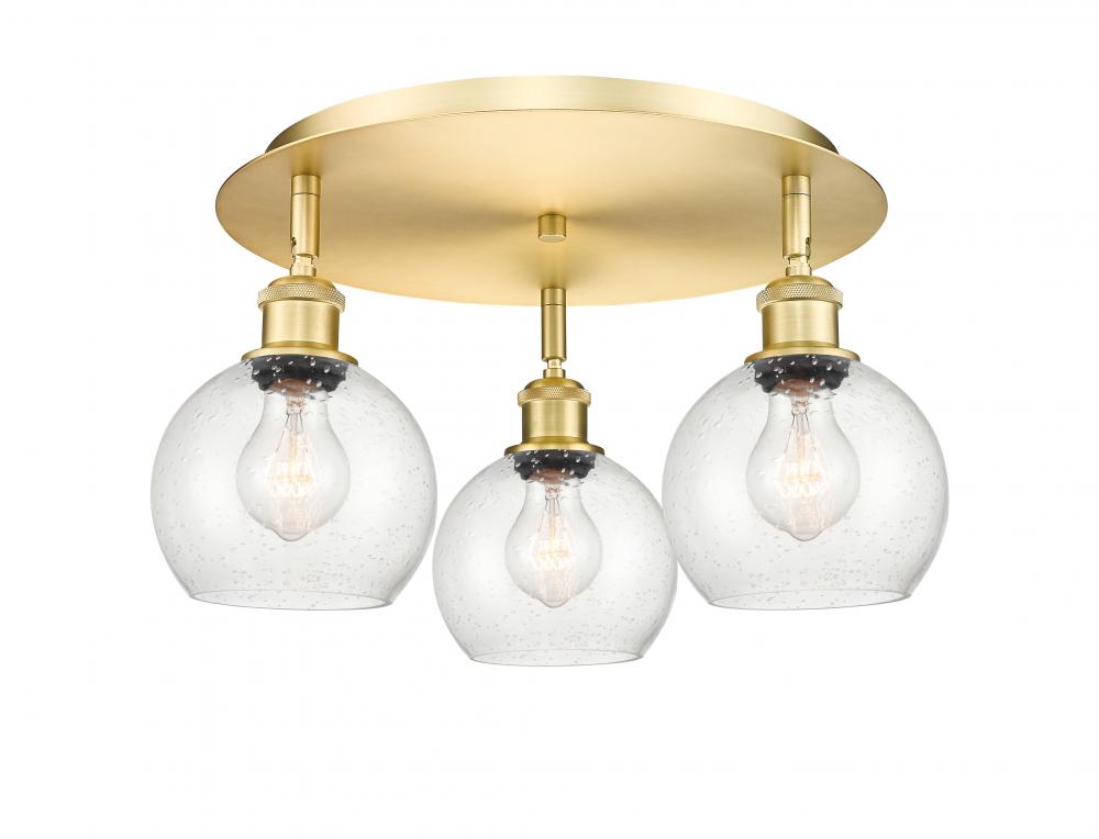 Athens - 3 Light - 18 inch - Satin Gold - Flush Mount