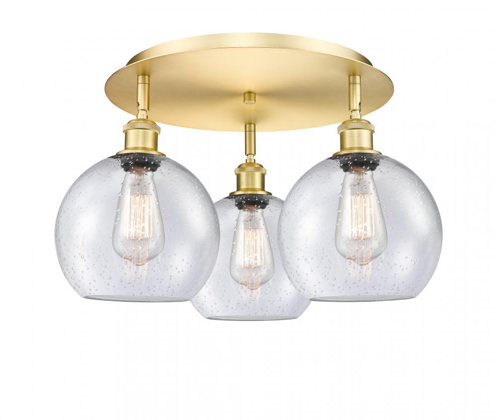 Athens - 3 Light - 20 inch - Satin Gold - Flush Mount