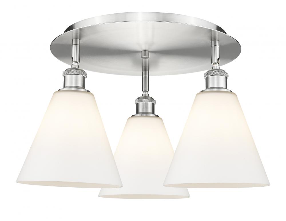 Berkshire - 3 Light - 20 inch - Satin Nickel - Flush Mount