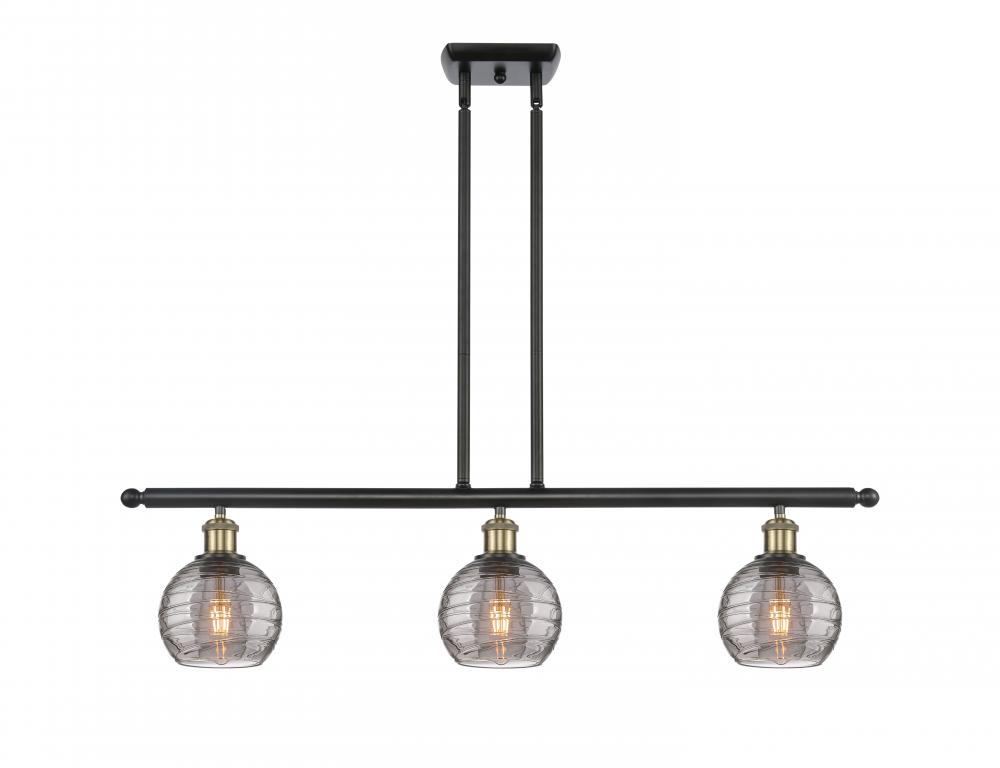 Athens Deco Swirl - 3 Light - 36 inch - Black Antique Brass - Cord hung - Island Light