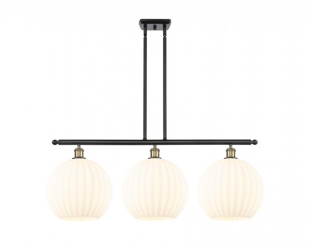 White Venetian - 3 Light - 39 inch - Black Antique Brass - Stem Hung - Island Light