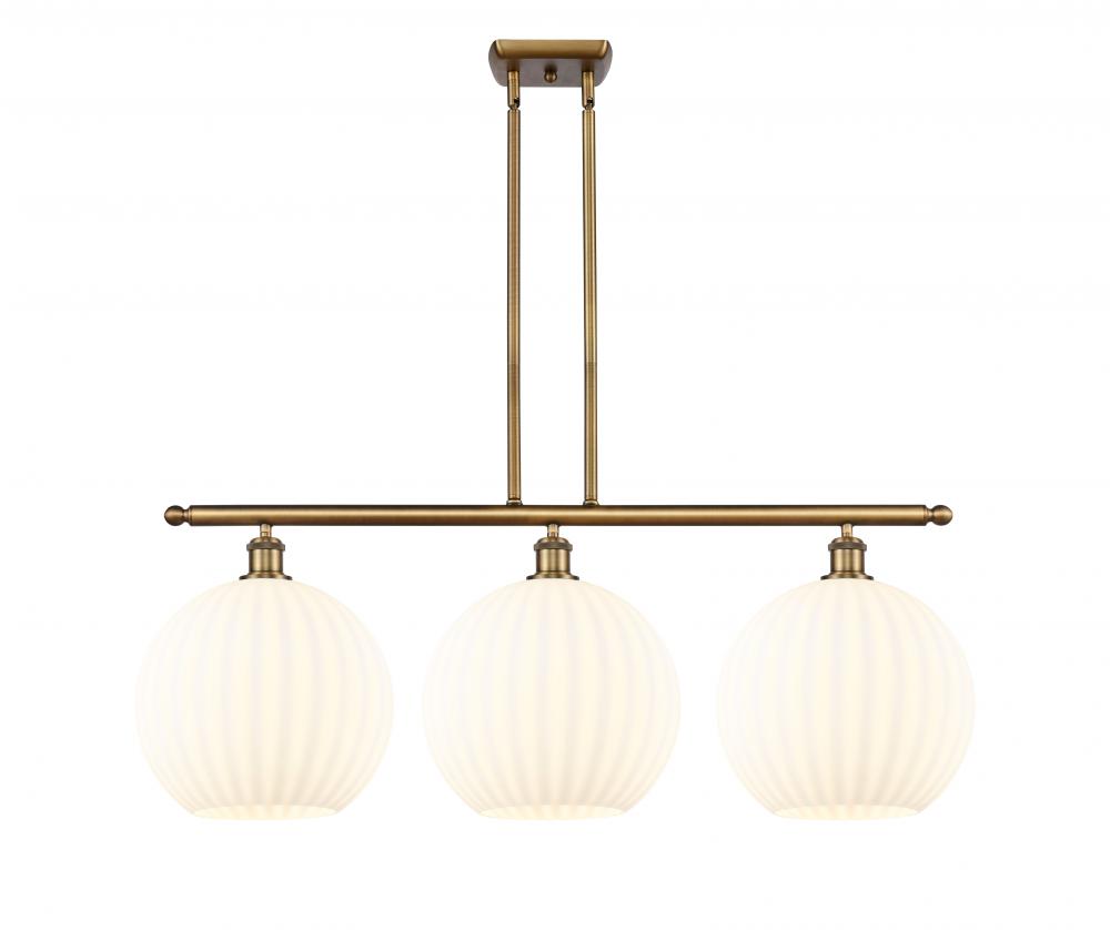 White Venetian - 3 Light - 39 inch - Brushed Brass - Stem Hung - Island Light