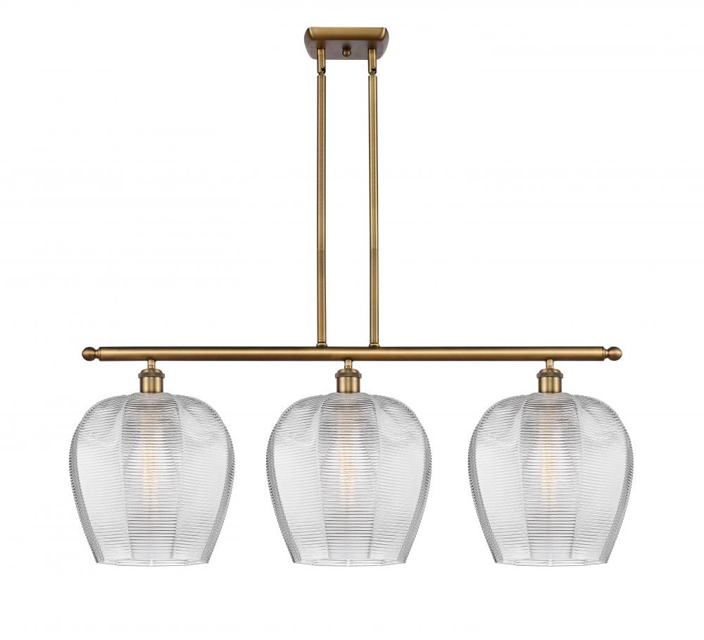 Norfolk - 3 Light - 38 inch - Brushed Brass - Cord hung - Island Light