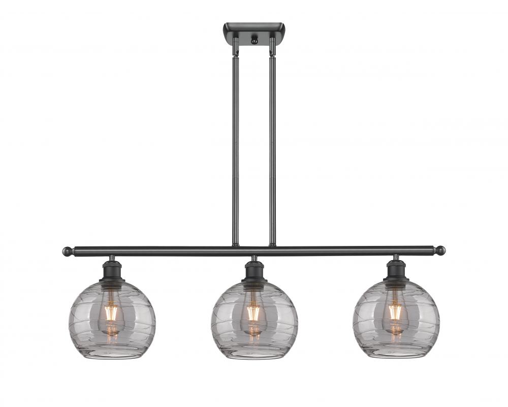 Athens Deco Swirl - 3 Light - 36 inch - Matte Black - Cord hung - Island Light