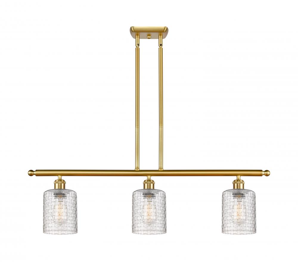 Cobbleskill - 3 Light - 36 inch - Satin Gold - Cord hung - Island Light