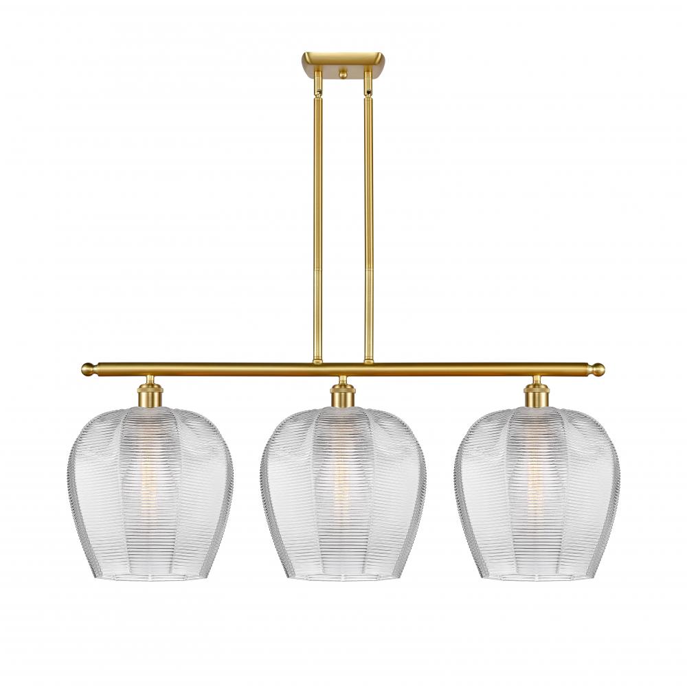 Norfolk - 3 Light - 38 inch - Satin Gold - Cord hung - Island Light