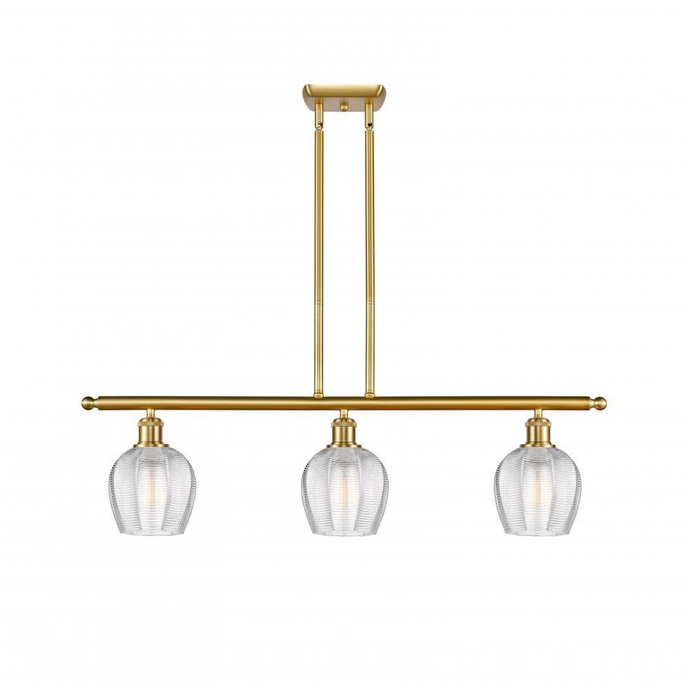 Norfolk - 3 Light - 36 inch - Satin Gold - Cord hung - Island Light