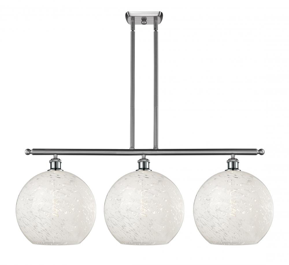 White Mouchette - 3 Light - 39 inch - Brushed Satin Nickel - Stem Hung - Island Light