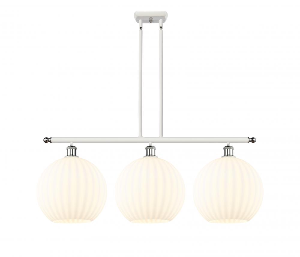 White Venetian - 3 Light - 39 inch - White Polished Chrome - Stem Hung - Island Light