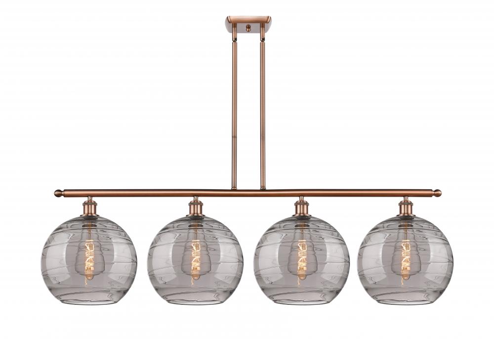 Athens Deco Swirl - 4 Light - 50 inch - Antique Copper - Cord hung - Island Light