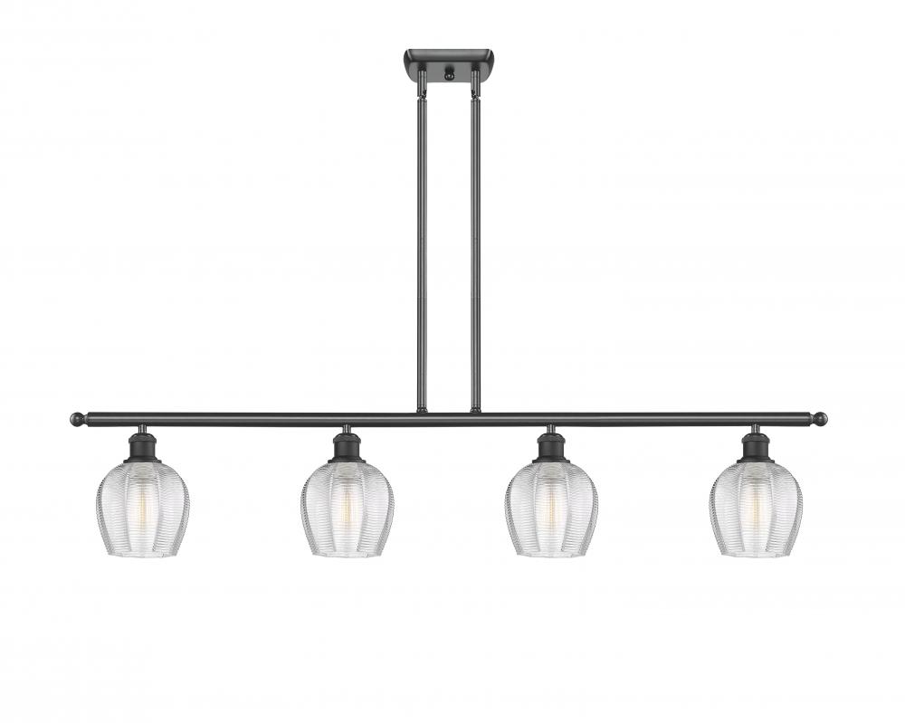 Norfolk - 4 Light - 48 inch - Matte Black - Cord hung - Island Light