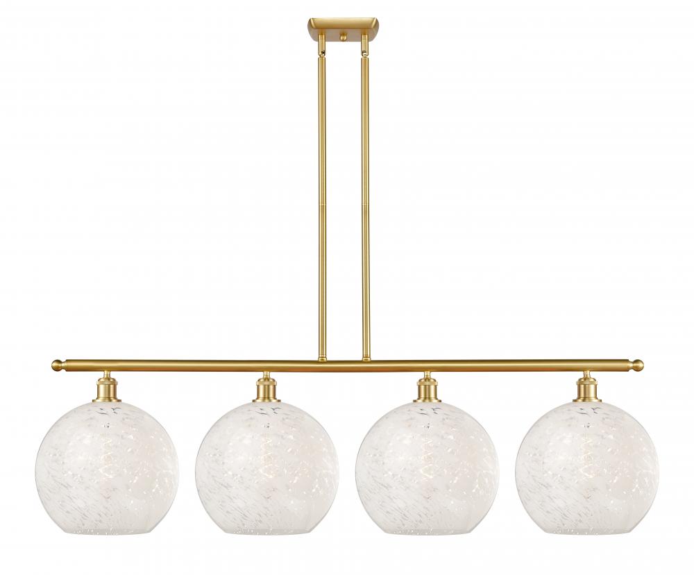 White Mouchette - 4 Light - 50 inch - Satin Gold - Stem Hung - Island Light