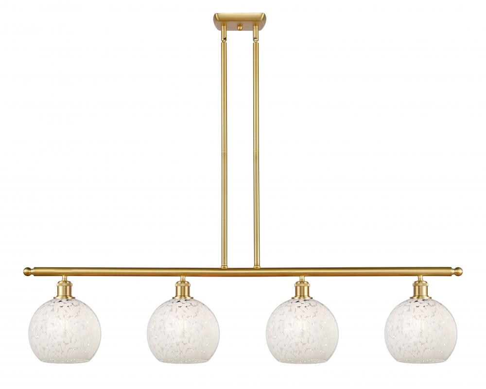 White Mouchette - 4 Light - 48 inch - Satin Gold - Stem Hung - Island Light