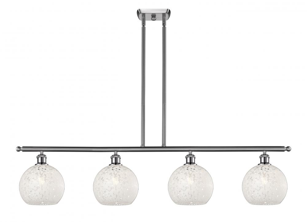 White Mouchette - 4 Light - 48 inch - Brushed Satin Nickel - Stem Hung - Island Light