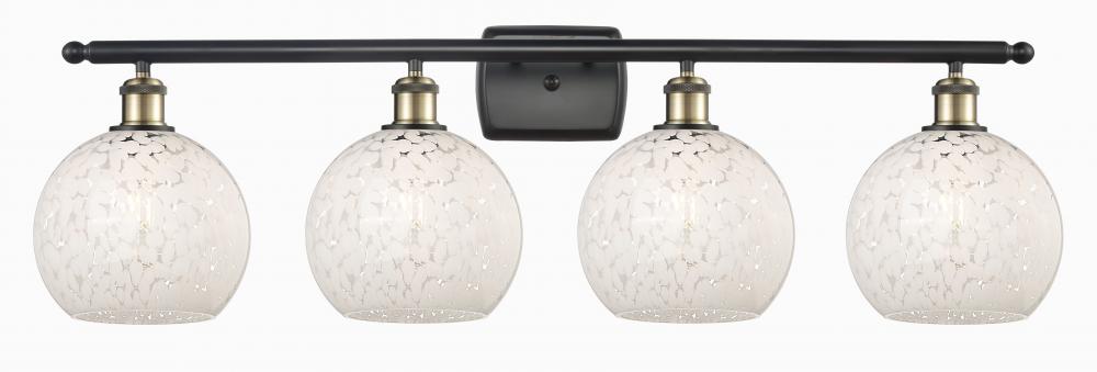 White Mouchette - 4 Light - 38 inch - Black Antique Brass - Bath Vanity Light