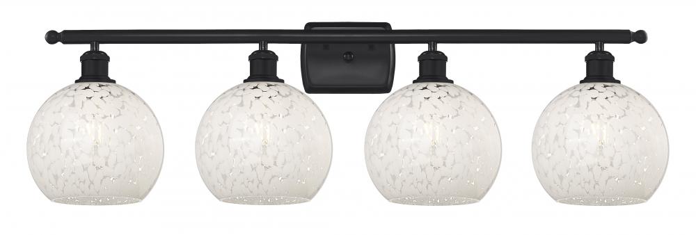 White Mouchette - 4 Light - 38 inch - Matte Black - Bath Vanity Light