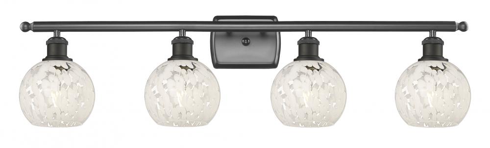 White Mouchette - 4 Light - 36 inch - Oil Rubbed Bronze - Bath Vanity Light