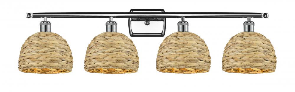 Woven Rattan - 4 Light - 38 inch - Polished Chrome - Bath Vanity Light