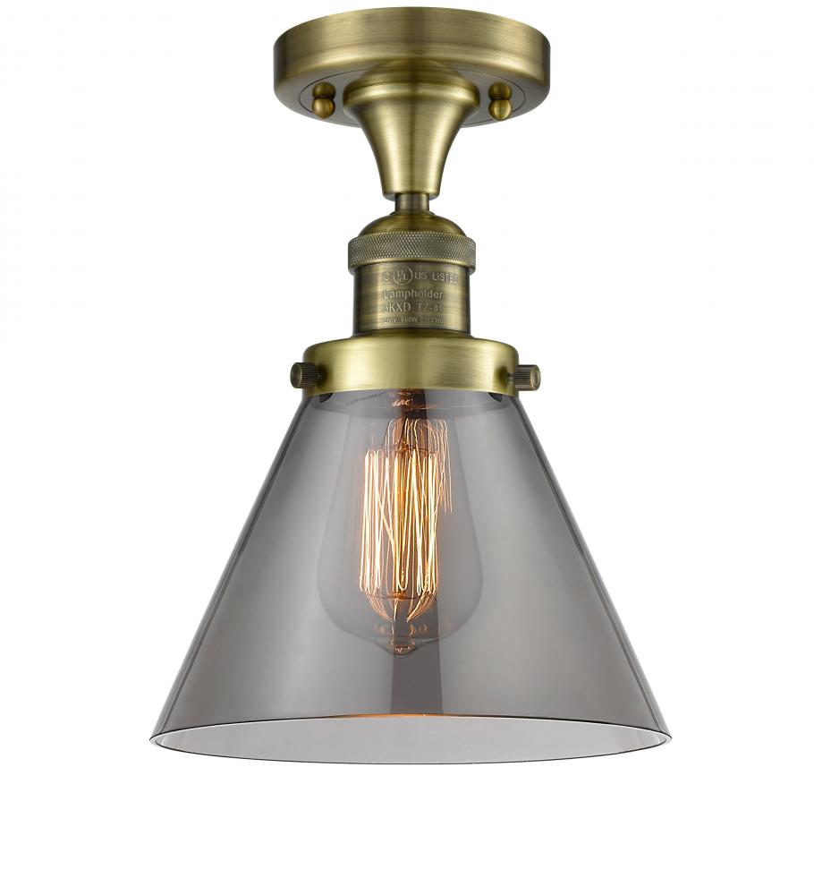 Bell - 1 Light - 8 inch - Antique Brass - Semi-Flush Mount