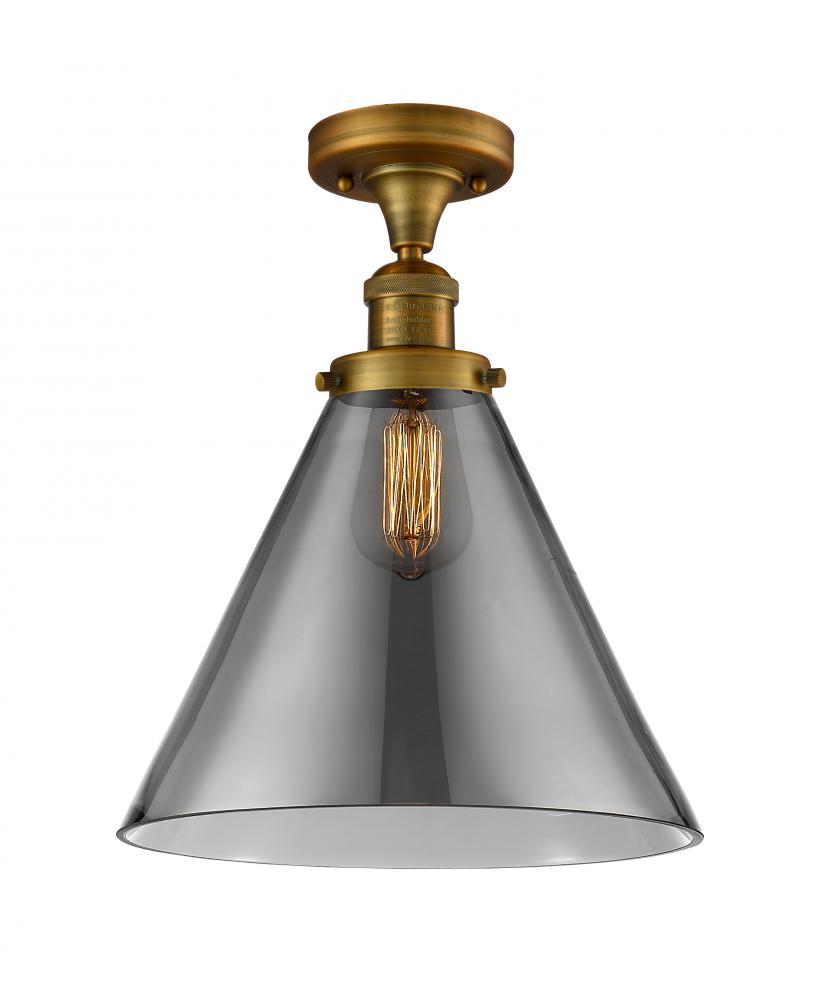 Cone - 1 Light - 12 inch - Brushed Brass - Semi-Flush Mount