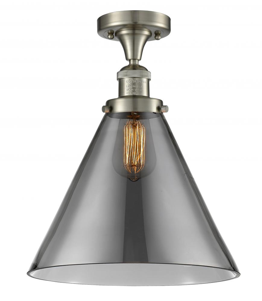 Cone - 1 Light - 12 inch - Brushed Satin Nickel - Semi-Flush Mount