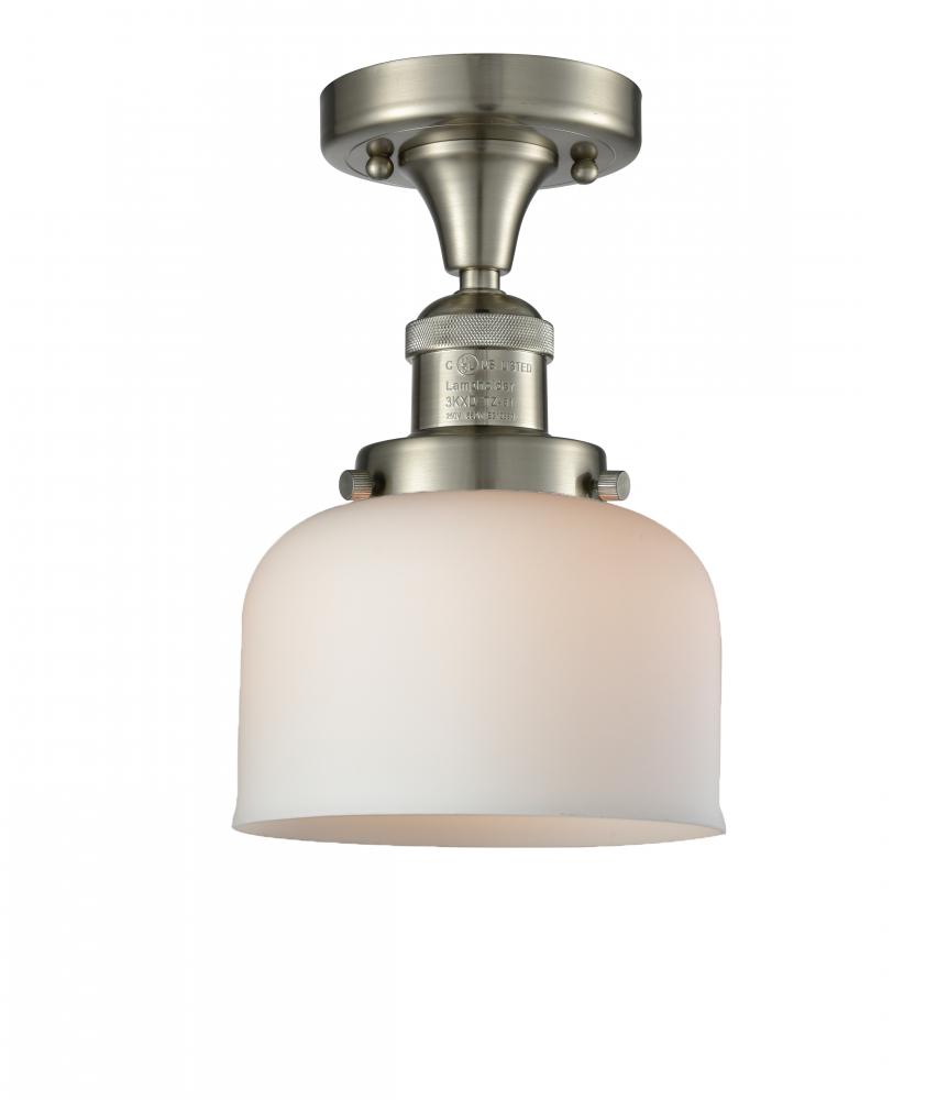 Bell - 1 Light - 8 inch - Brushed Satin Nickel - Semi-Flush Mount