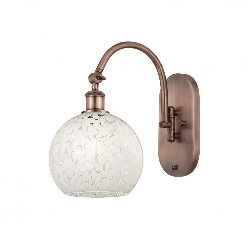 White Mouchette - 1 Light - 8 inch - Antique Copper - Adjustable Swing Arm