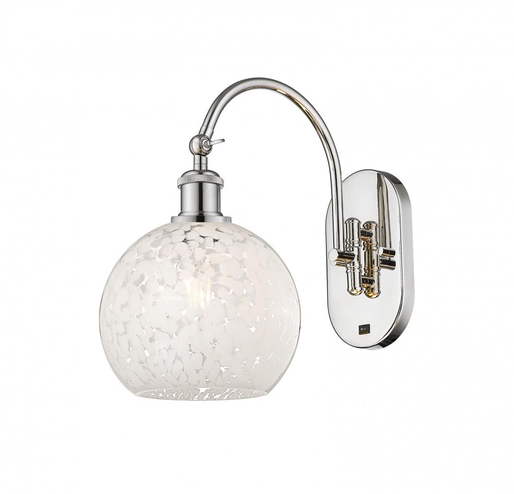 White Mouchette - 1 Light - 8 inch - Polished Nickel - Adjustable Swing Arm