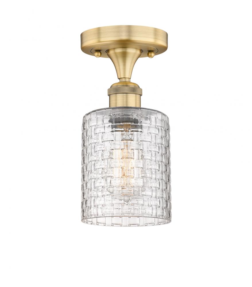 Cobbleskill - 1 Light - 5 inch - Brushed Brass - Semi-Flush Mount