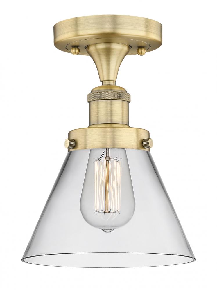 Cone - 1 Light - 8 inch - Brushed Brass - Semi-Flush Mount