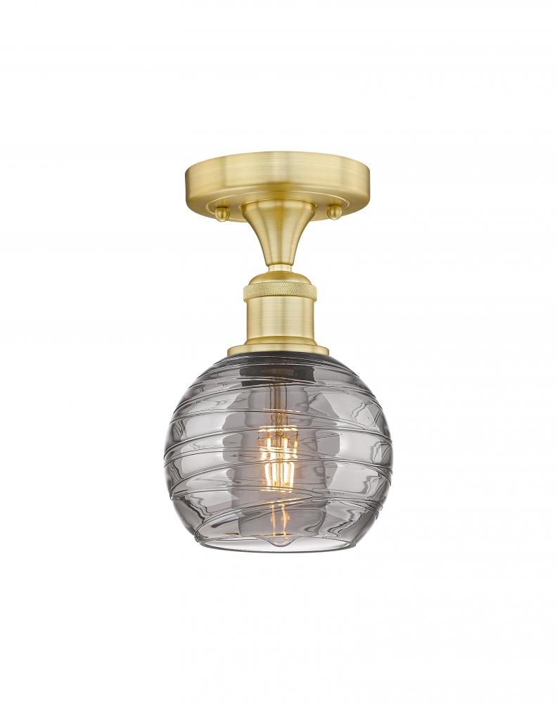 Athens Deco Swirl - 1 Light - 6 inch - Satin Gold - Semi-Flush Mount