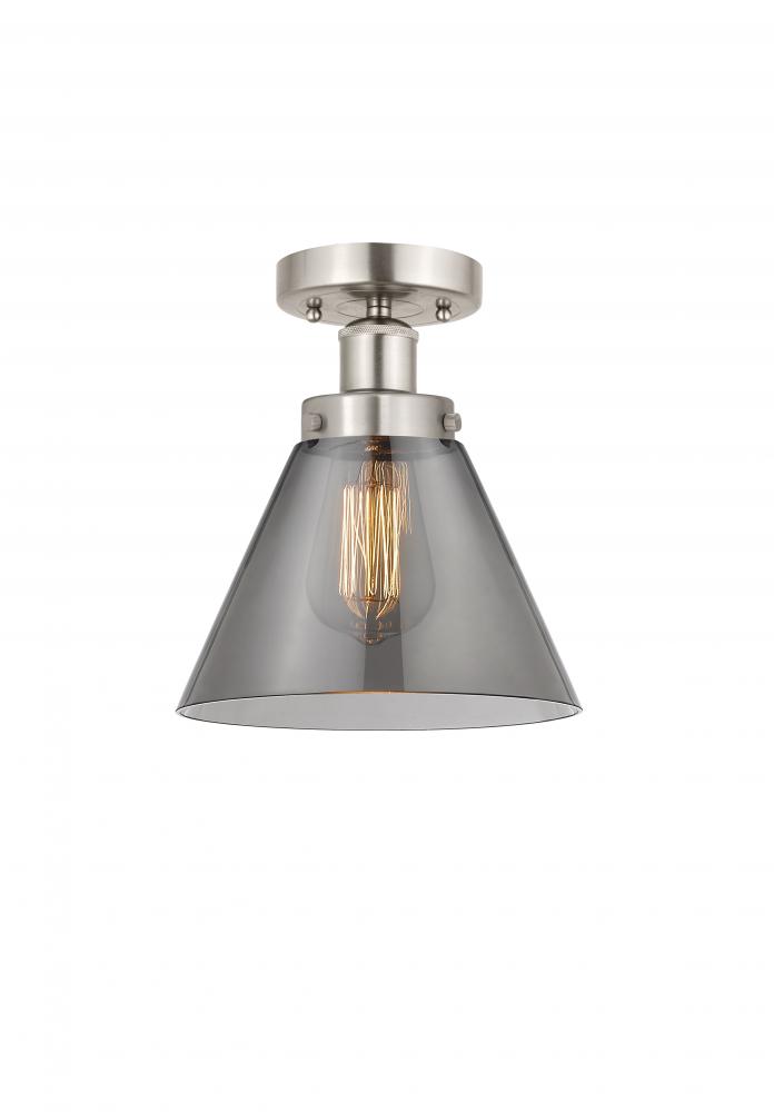 Cone - 1 Light - 8 inch - Brushed Satin Nickel - Semi-Flush Mount