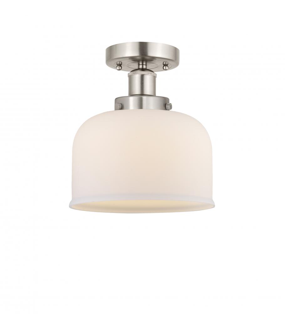 Bell - 1 Light - 8 inch - Brushed Satin Nickel - Semi-Flush Mount